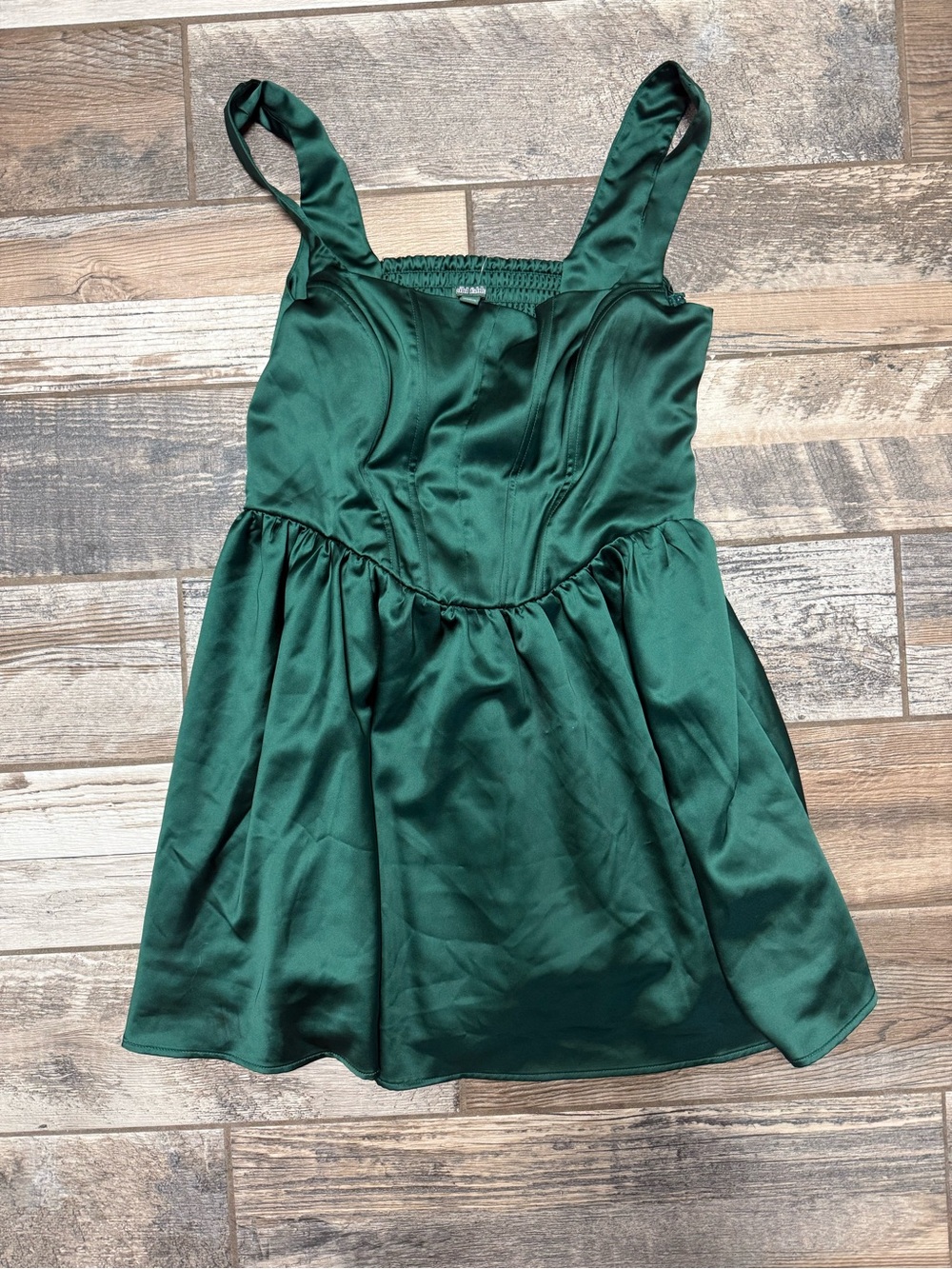 wild fable Emerald Green Satin Midi Dress